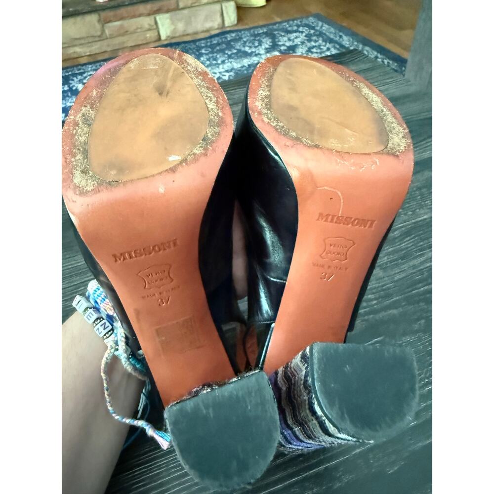 MISSONI Made in Italy Platform Slingback Purple Peep Toe Heels Sz. 37 - Picture 8 of 8